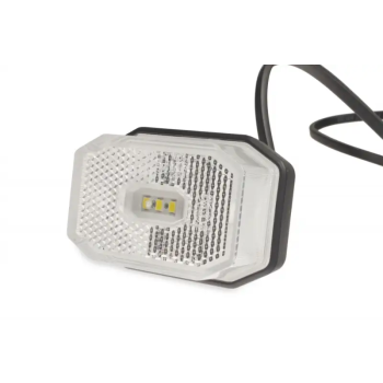 Lampa obrysowa biała LED z odblaskiem i przewodem 2x0,75 mm²